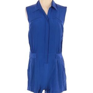 Central Park West Size Small Blue Silk‎ Romper